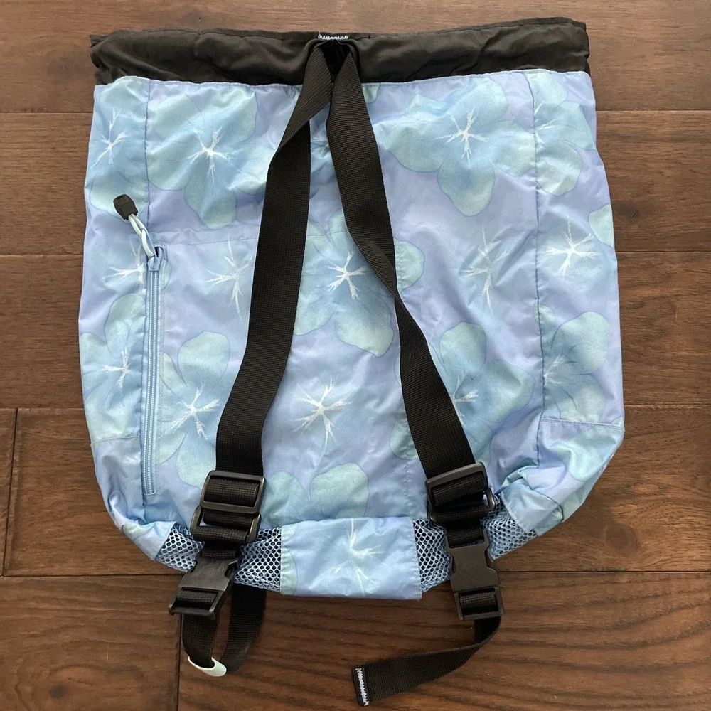 GAP Y2K Beach Surf Mesh Bottom Backpack Wet Bag Blue‎ Floral